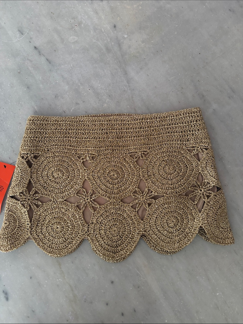Simon Miller Crochet Scallop Hem Mini Skirt in Tan - new with tags
